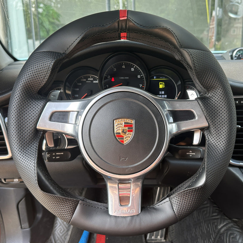 Housse de volant en cuir personnalisée pour Porsche