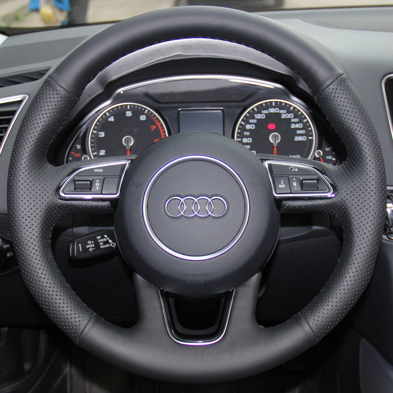 Custom Leather Steering Wheel Cover for Audi